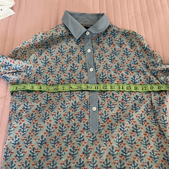 J. Crew coral block print popover cotton tunic blouse 4 - Picture 7 of 8